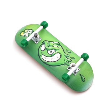 34mm x 96mm Pro Fingerboard Set-Up (Complete) | Real Wood Deck (5-Layers) | Pro Trucks with Lock-Nuts | Polyurethane Pro Wheels | Real Ball Bearings | Slimeball (Green Version)  SPITBOARDS